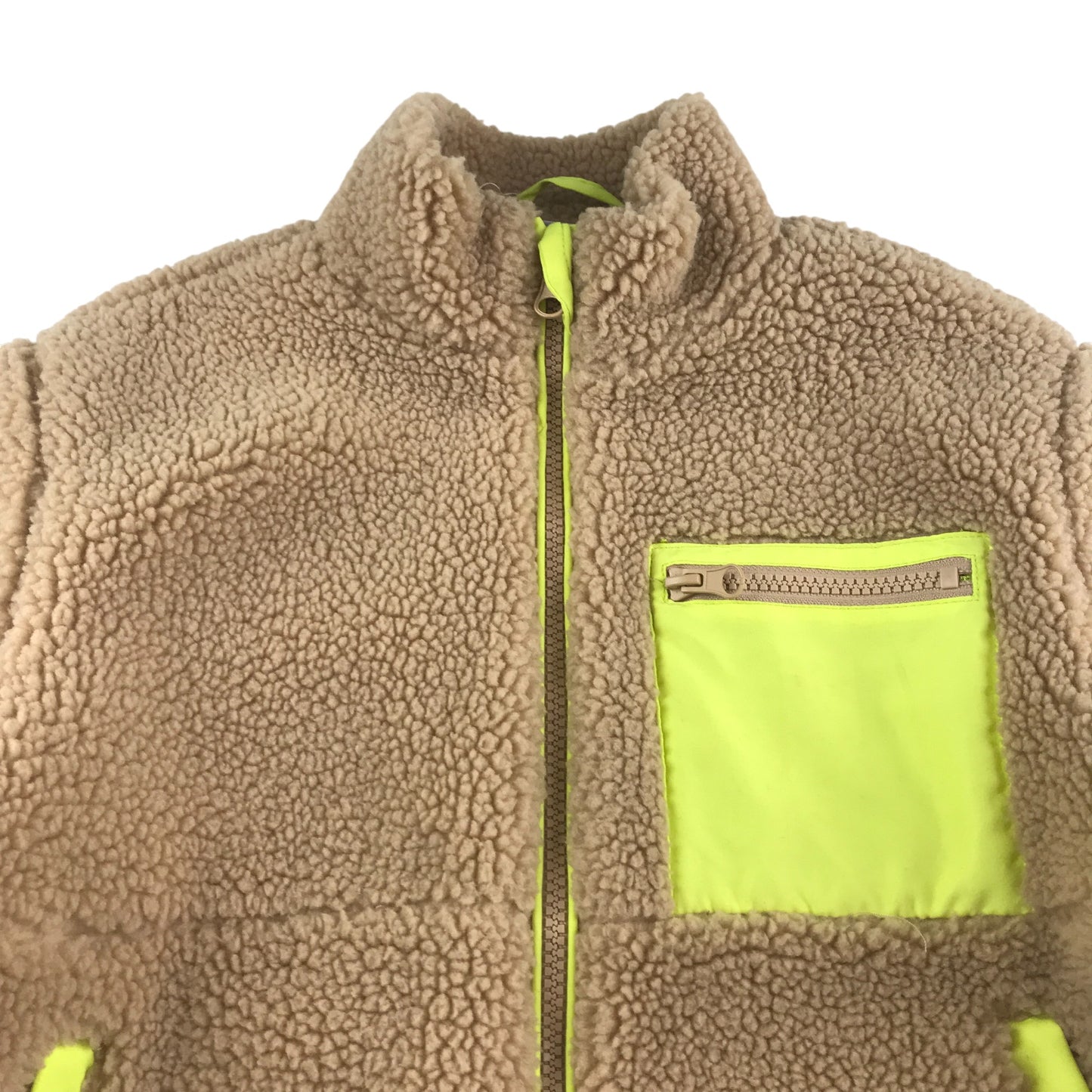 Matalan fleece 6-7 years beige full zipper with yellow detailing