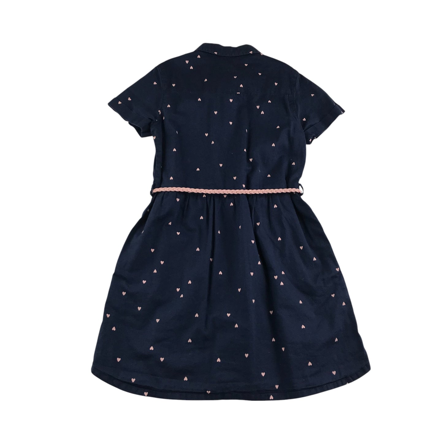 H&M dress 5-6 years navy blue short sleeve love hearts shirt cotton