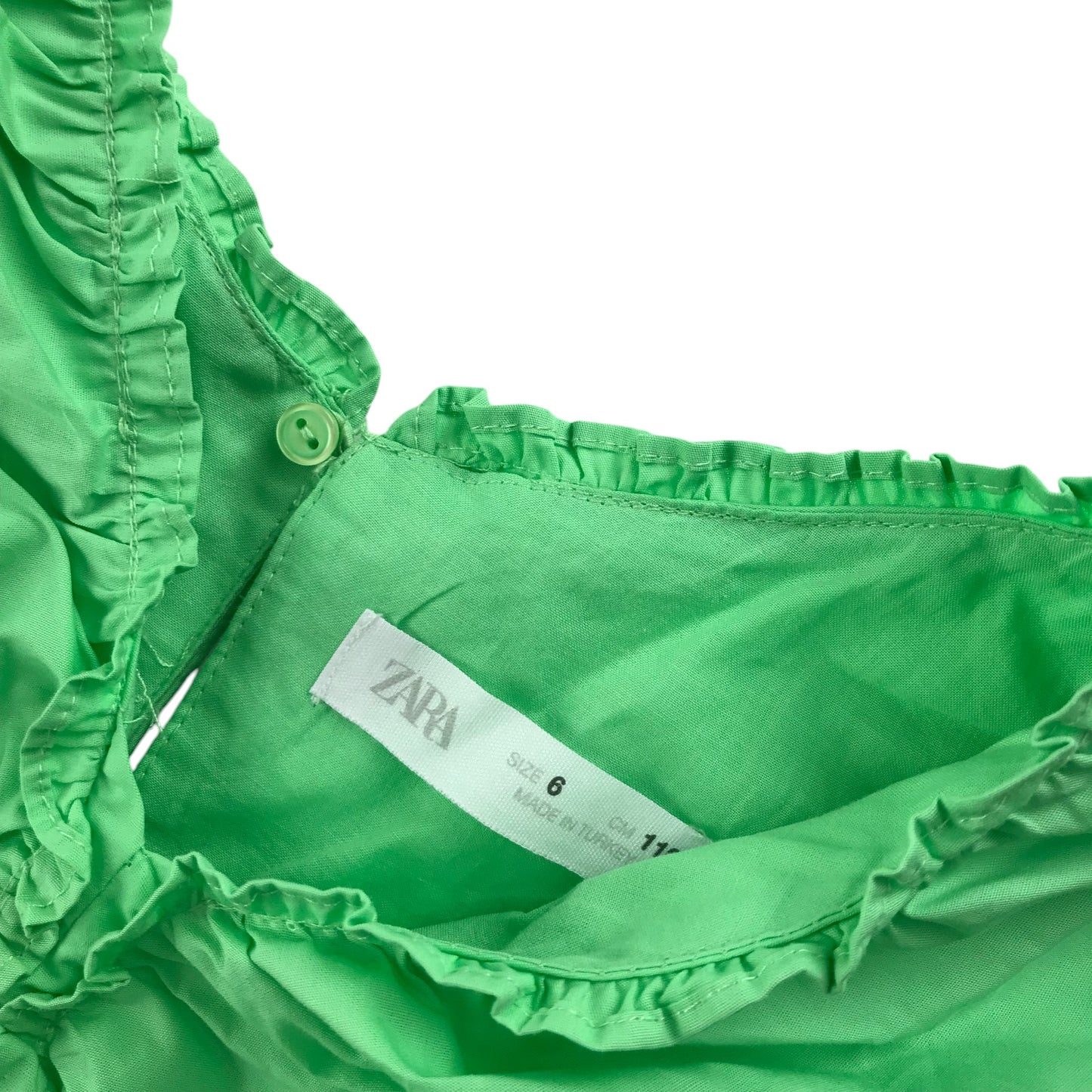 Zara dress 5-6 years green frill detailed cotton