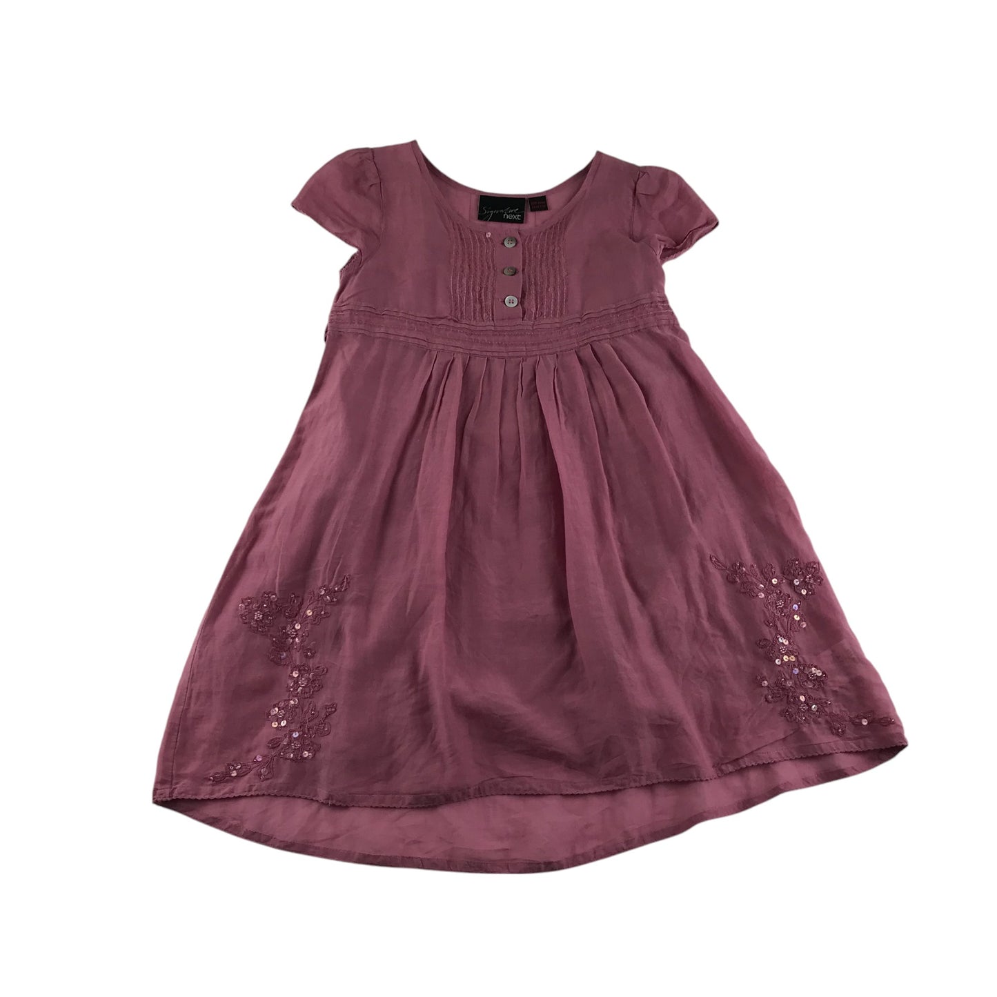 Next dress 5-6 years mauve pink empire waist cotton and silk blend