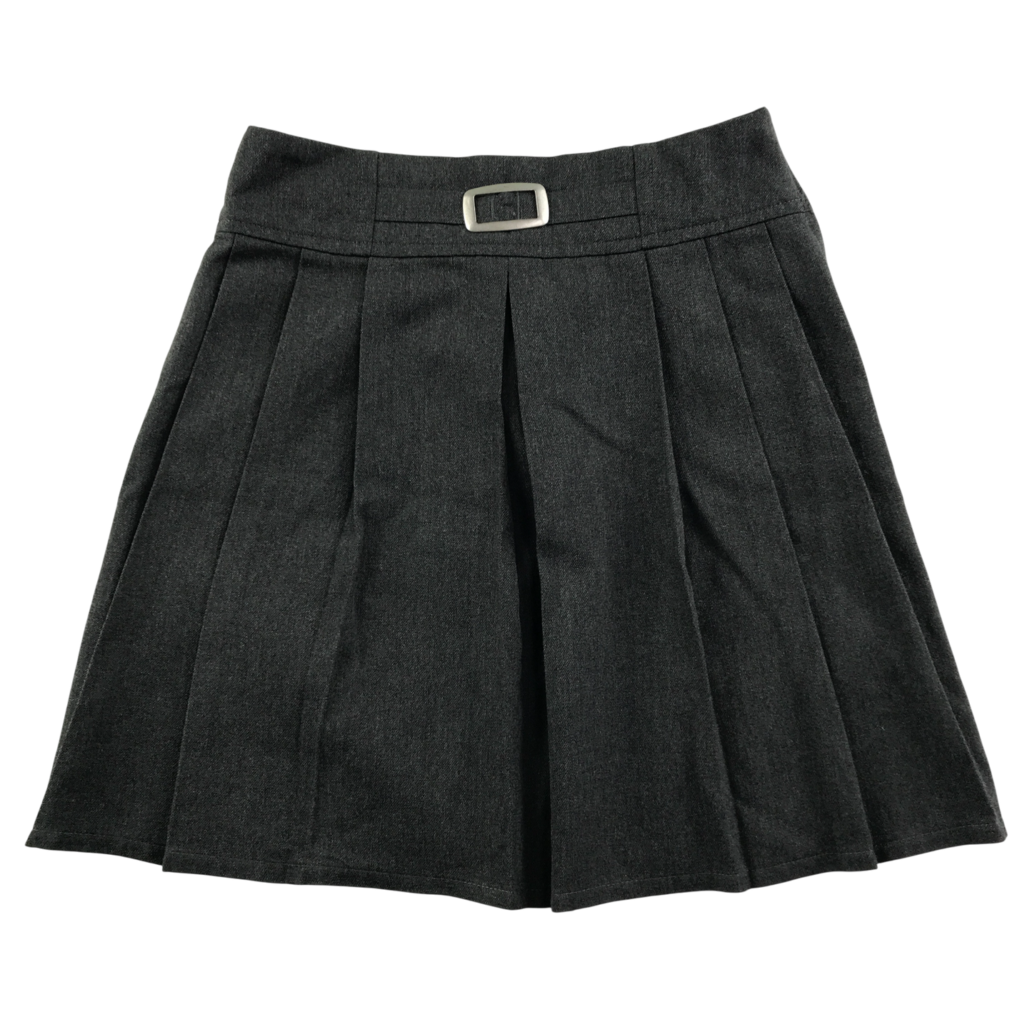 M&S grey pleated buckle detail school skirt