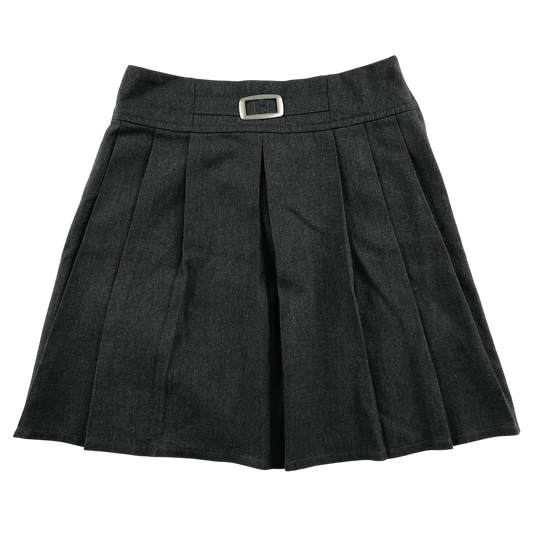 M&S grey pleated buckle detail school skirt