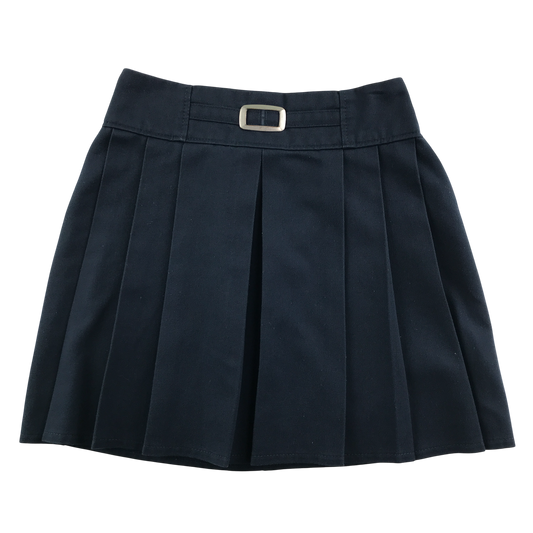 M&S navy blue pleated buckle detail school skirt