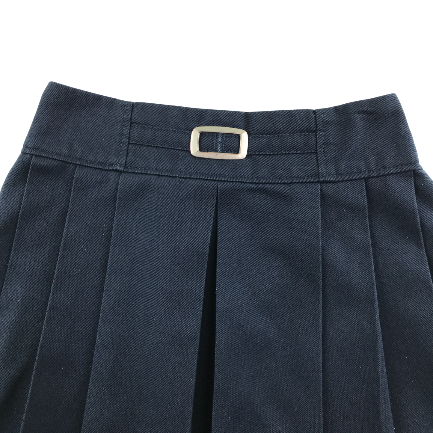 M&S navy blue pleated buckle detail school skirt