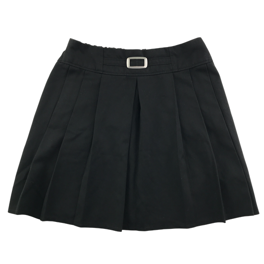 Black buckle detail pleated school skirt