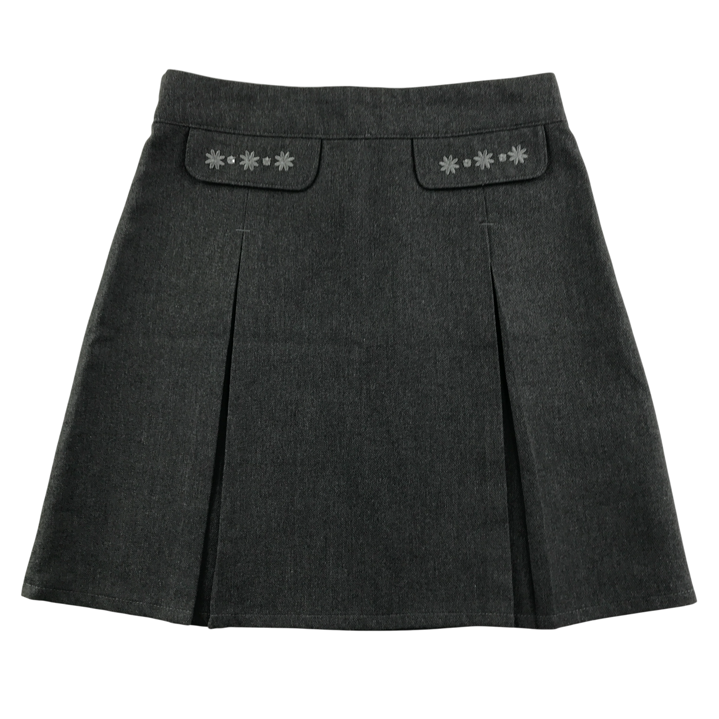 M&S grey floral embroidered school skirt