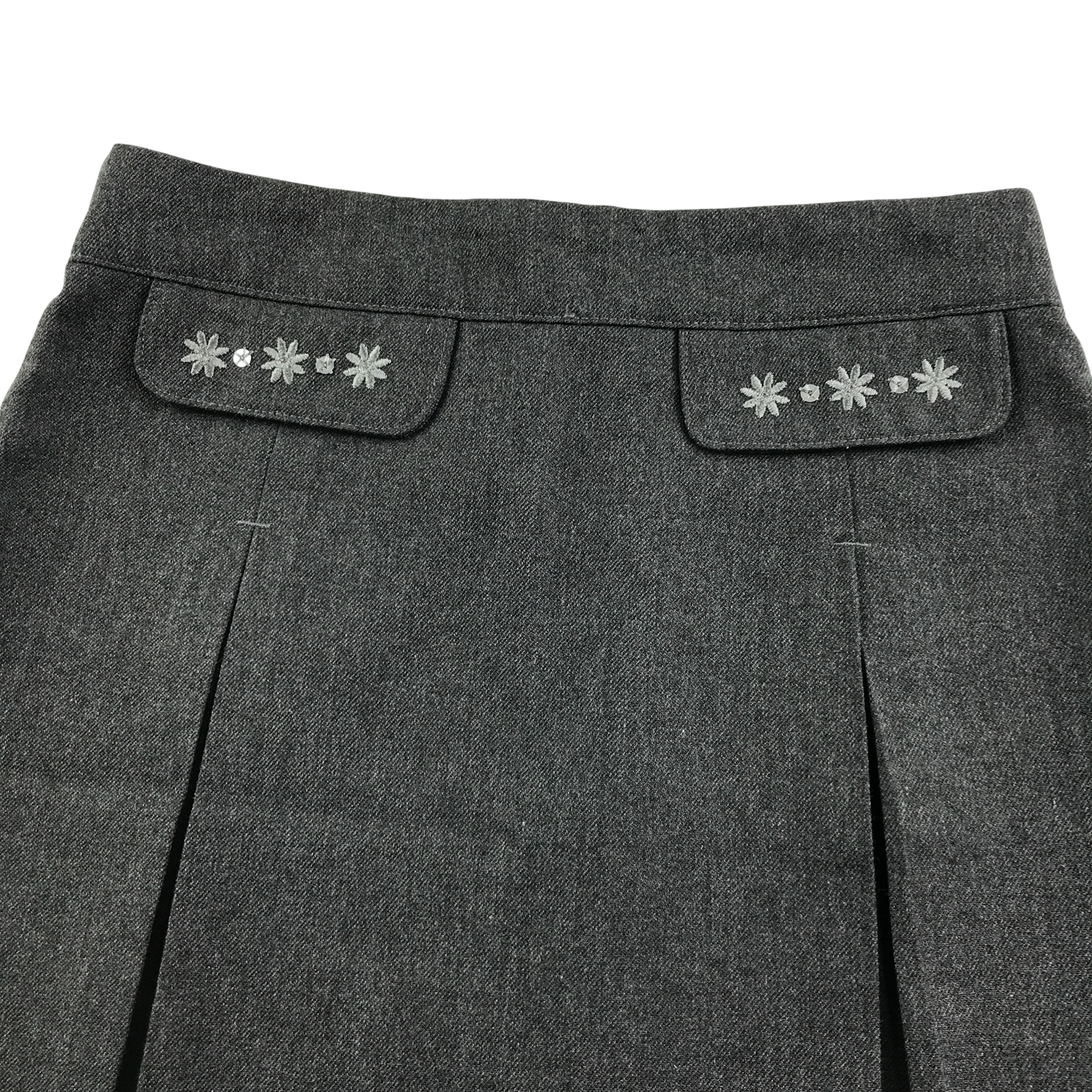 M&S grey floral embroidered school skirt