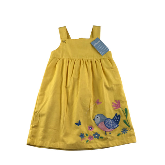 Jojo Maman Bebe dress 5-6 years yellow patchwork bird and flowers cotton