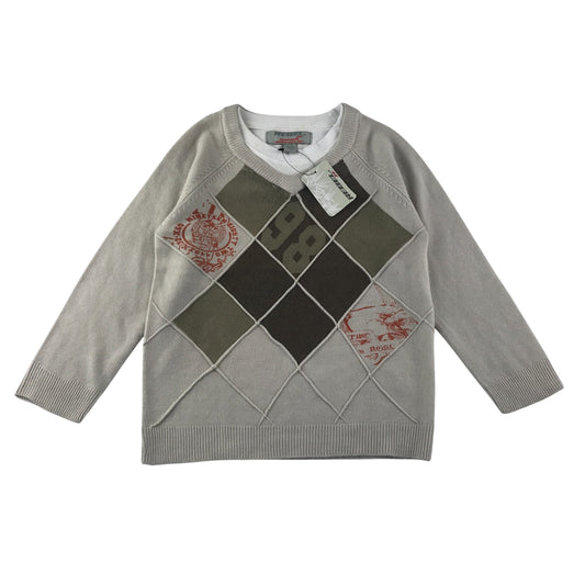 Primark jumper 5-6 years light beige diamond check pattern