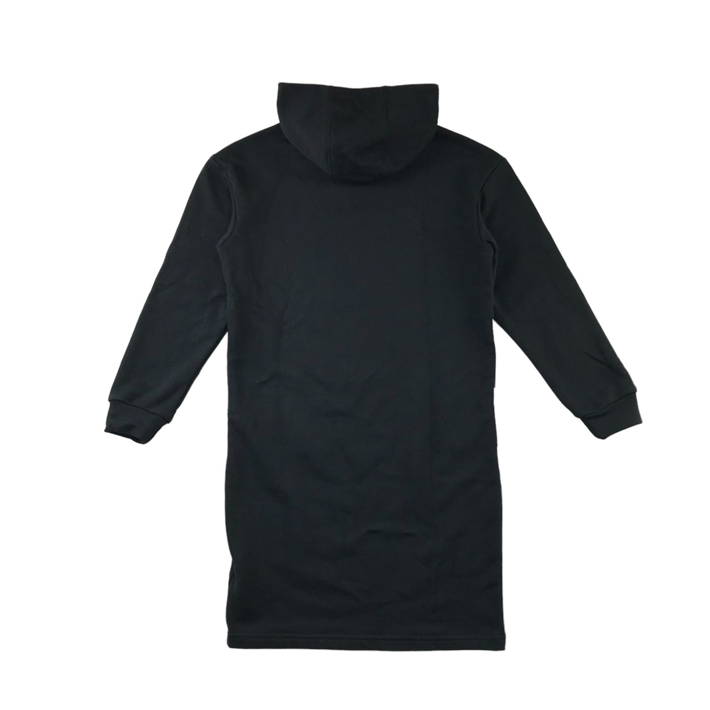 Adidas Hoodie Age 9 Black Long Dress with White Stripe Design