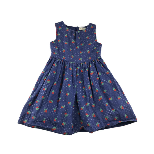 Mini Boden dress 6-7 years navy blue strawberries cotton