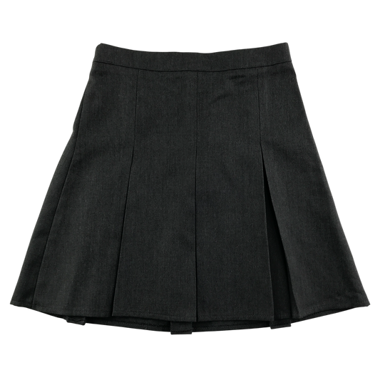 Grey thin waistband pleated school skirt