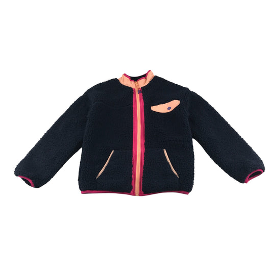 M&S fleece 10-11 years navy fluffy with pink and peach detailing