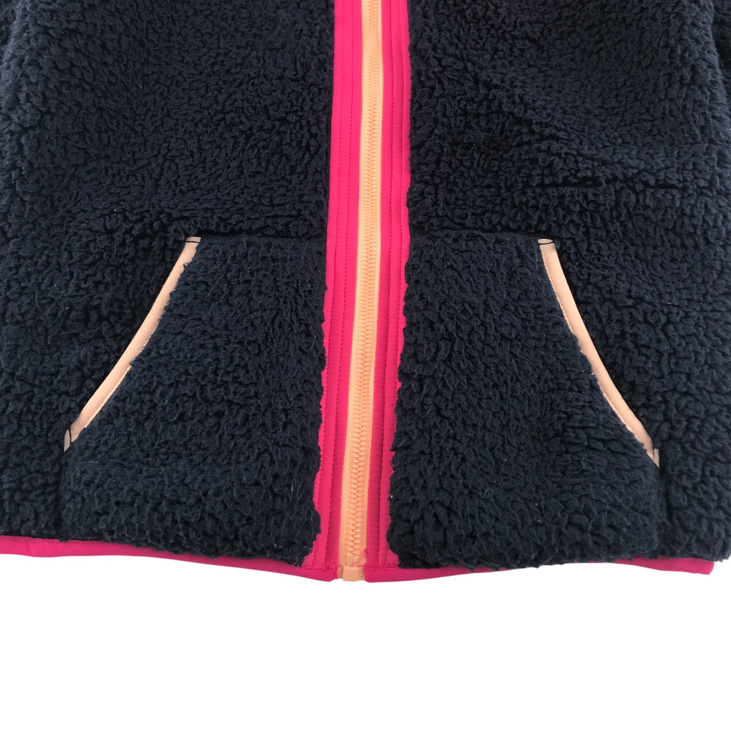 M&S fleece 10-11 years navy fluffy with pink and peach detailing