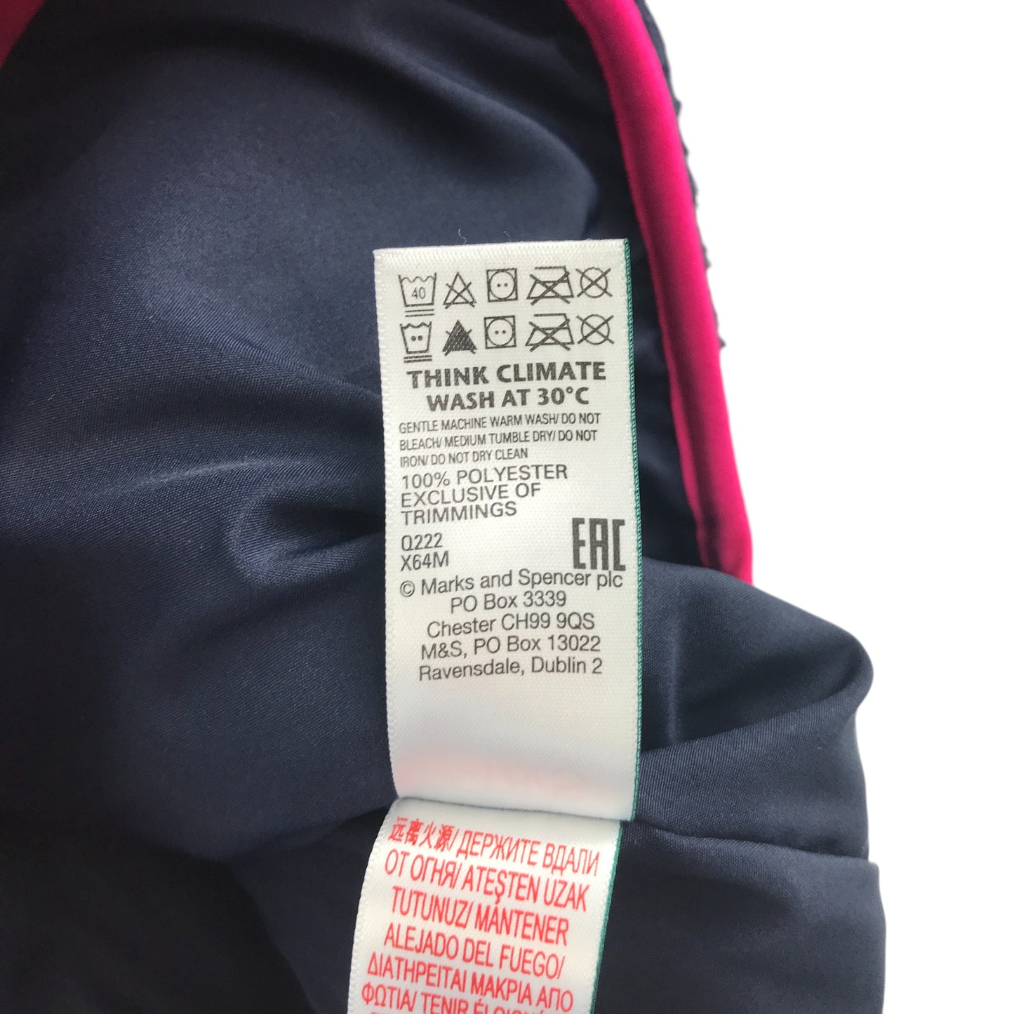 M&S fleece 10-11 years navy fluffy with pink and peach detailing