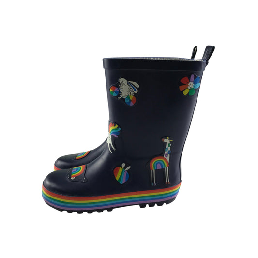 Next wellies shoe size 11 junior navy blue unicorns and rainbows