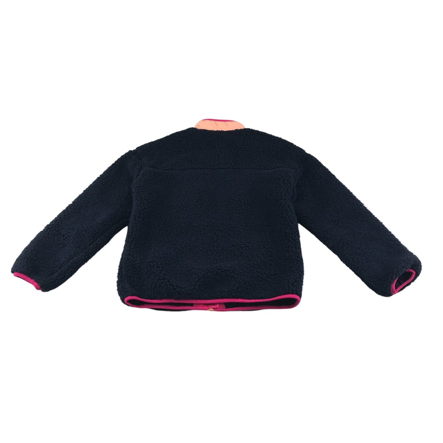 M&S fleece 10-11 years navy fluffy with pink and peach detailing