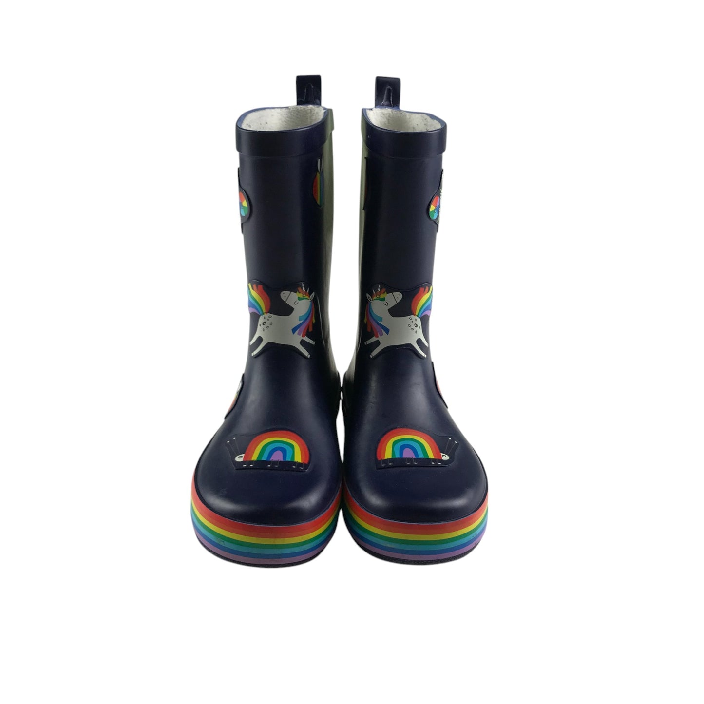 Next wellies shoe size 11 junior navy blue unicorns and rainbows