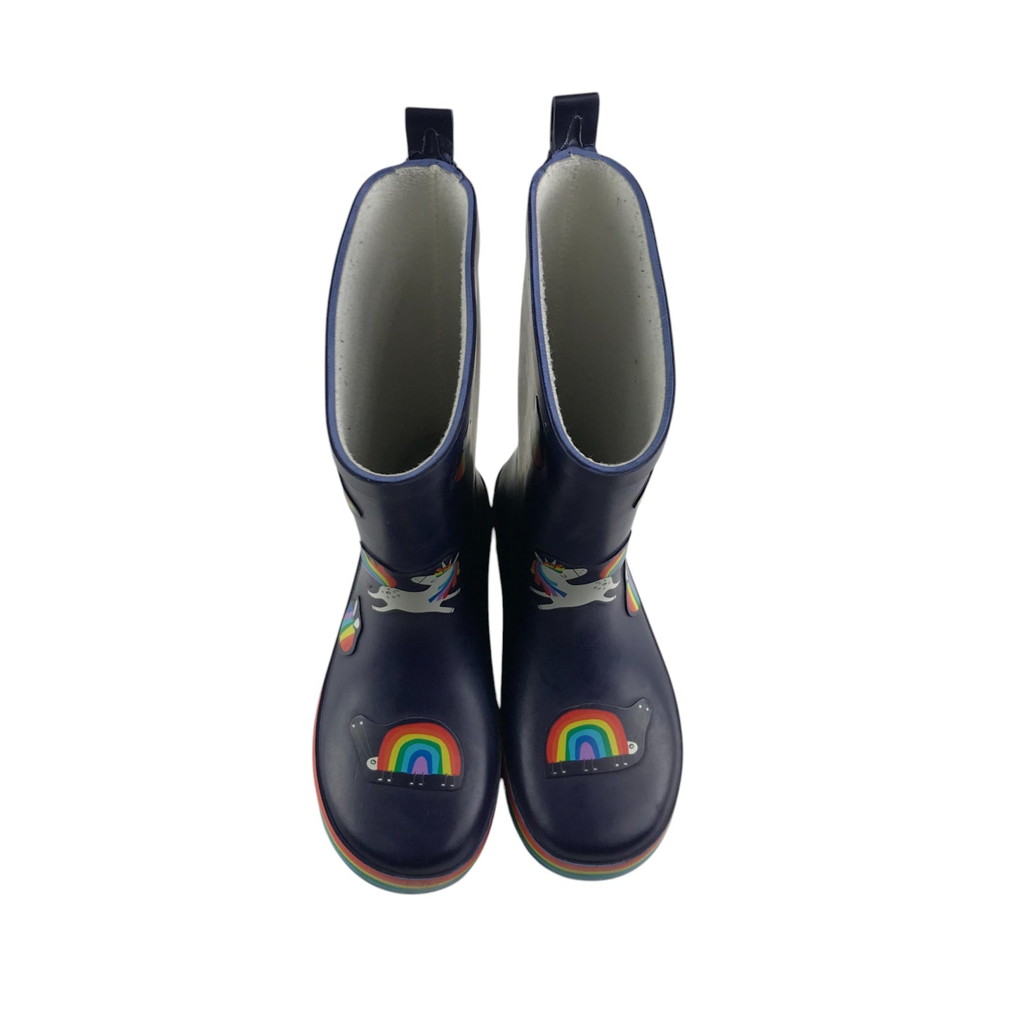 Next wellies shoe size 11 junior navy blue unicorns and rainbows