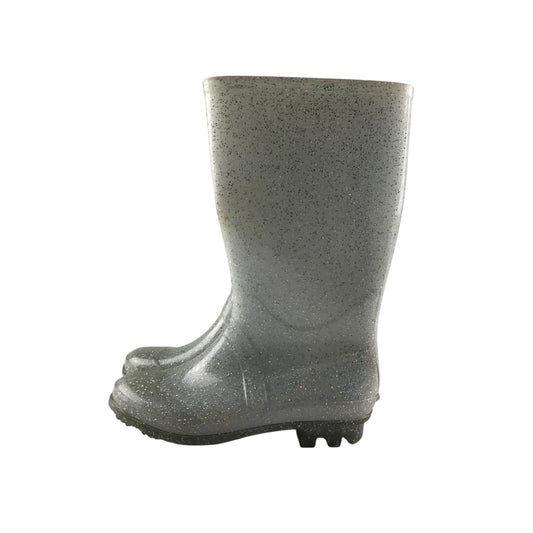 Wellie boots shoe size 13 junior silver glittery calf height