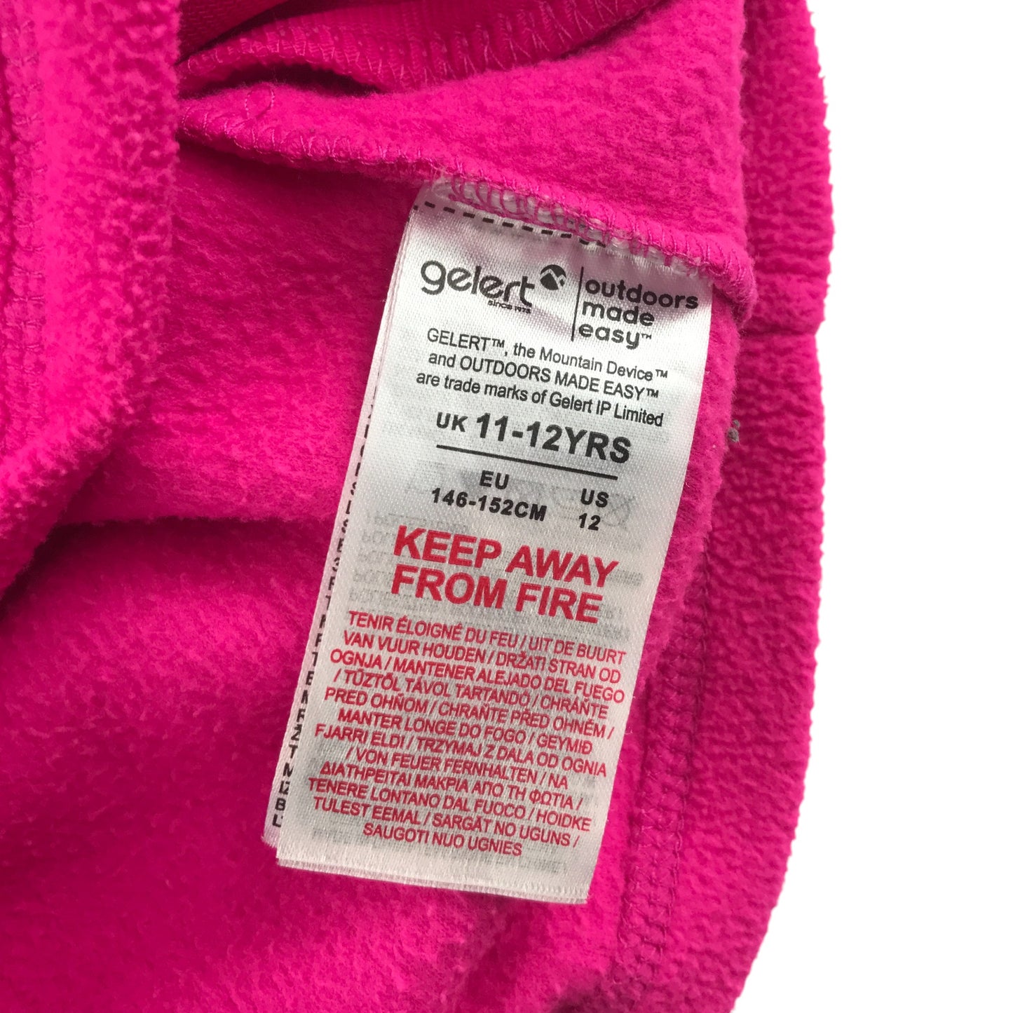 Gelert fleece 11-12 years pink plain with full zipper