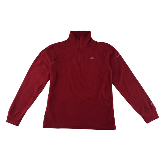 Trespass fleece 11-12 years red plain with quarter zipper pull-over