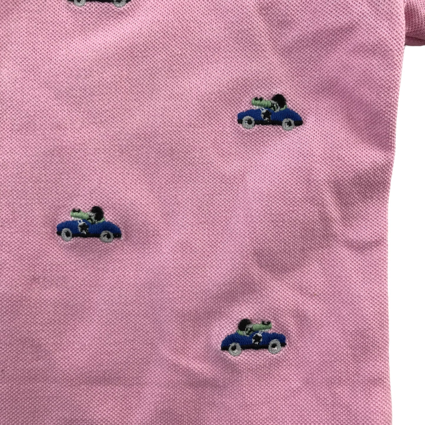 Next Polo Shirt Age 4 Pink Embroidered Car Print Cotton