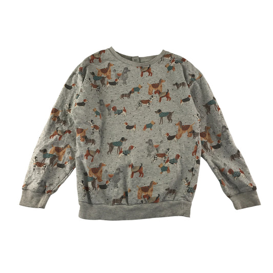 Tu sweater 7-8 years grey dogs print cotton