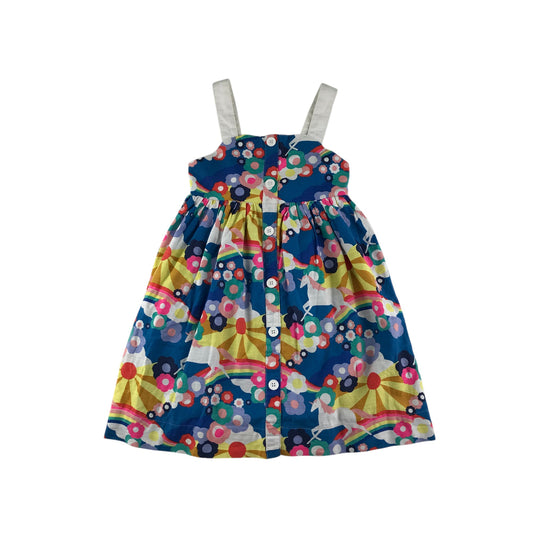 Mini Boden dress 6-7 years blue multicolour graphic print cotton