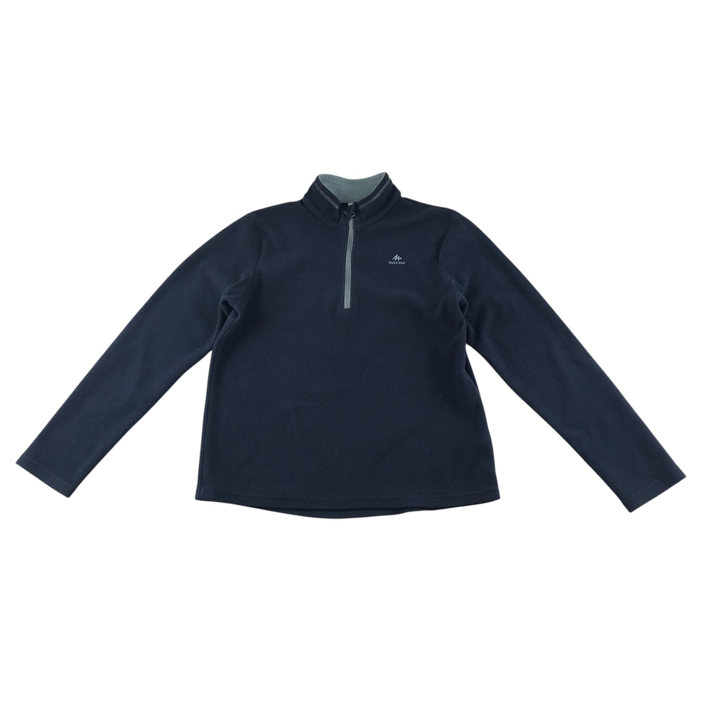 Decathlon fleece 12-13 years navy plain with quarter zipper pull-over