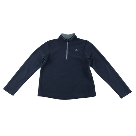 Decathlon fleece 12-13 years navy plain with quarter zipper pull-over