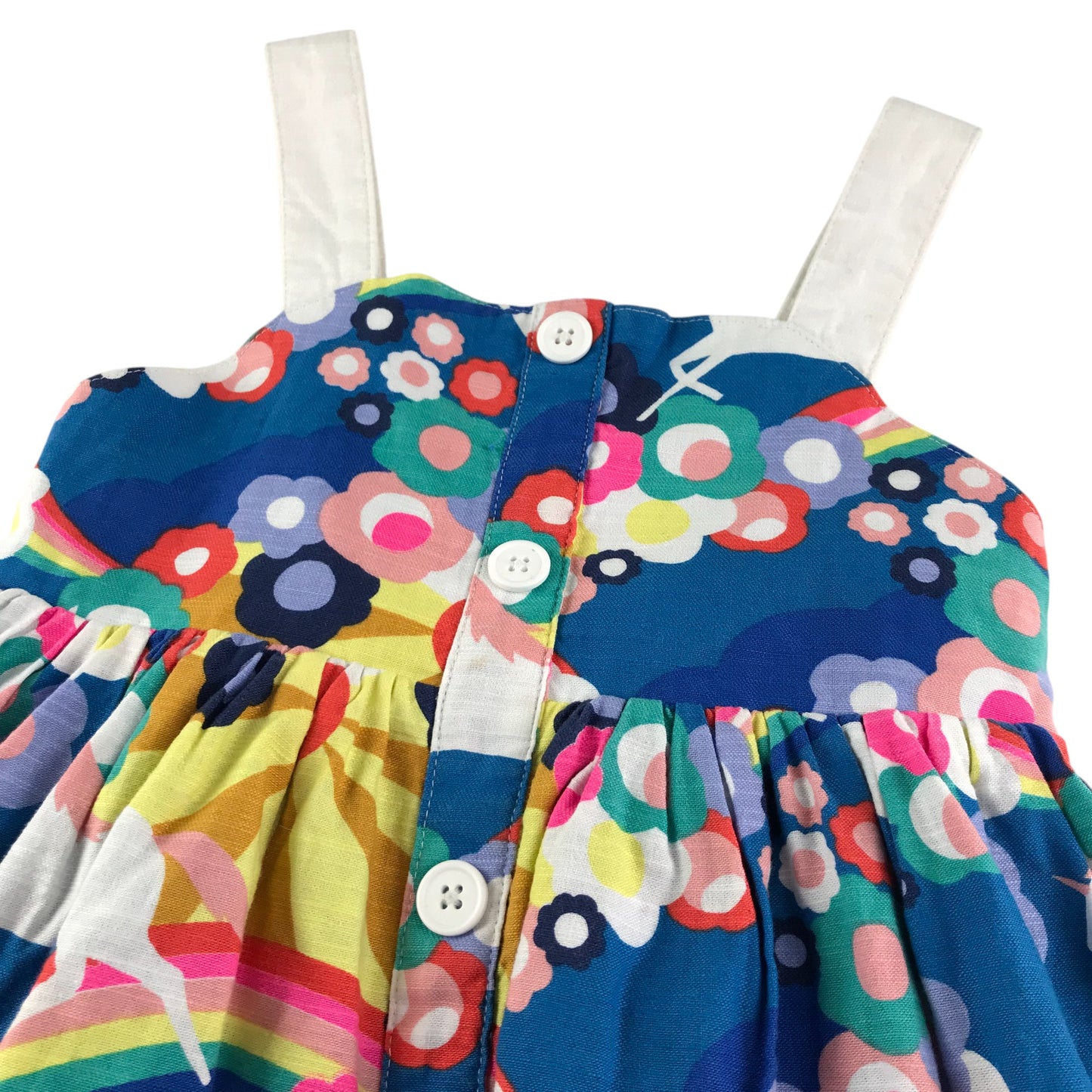 Mini Boden dress 6-7 years blue multicolour graphic print cotton