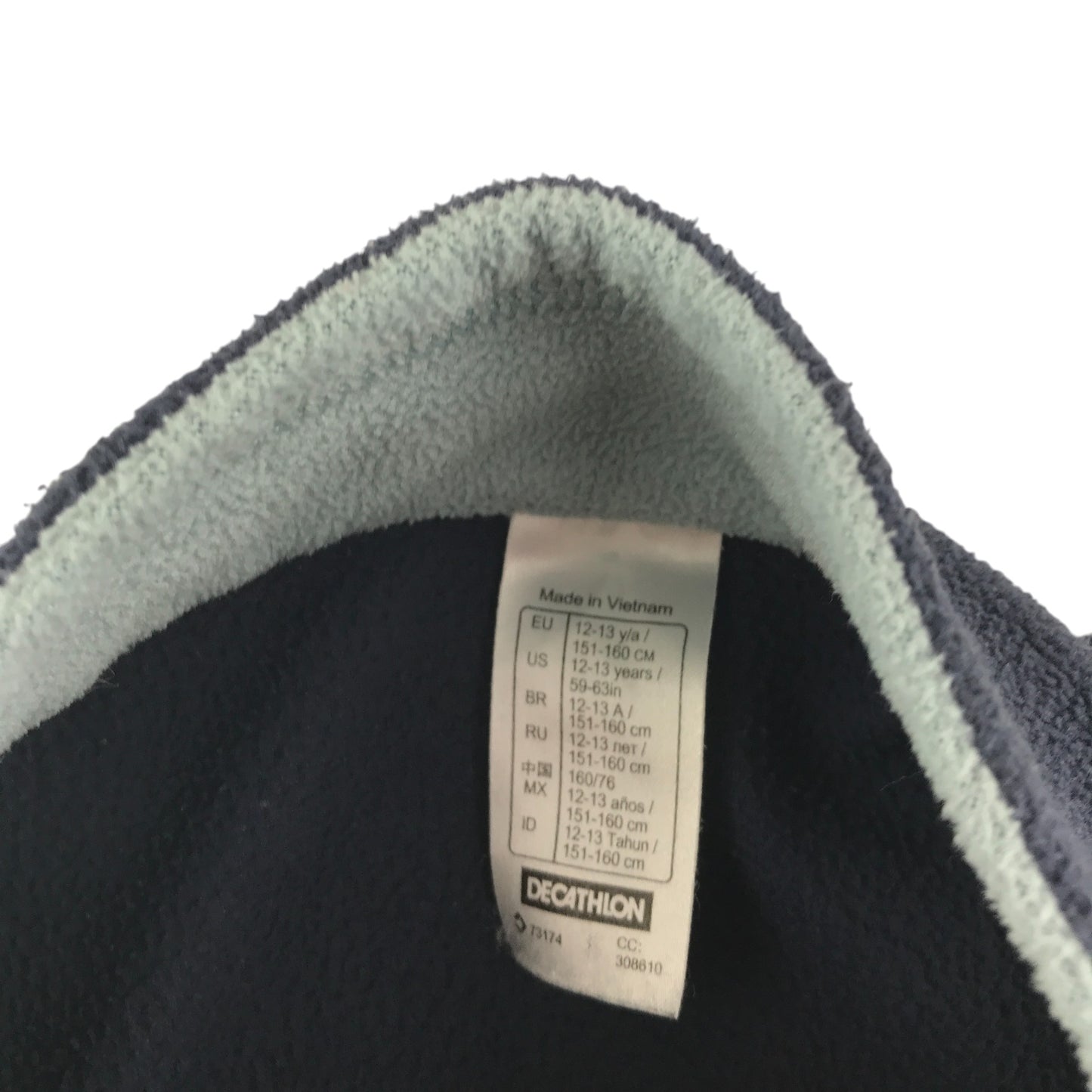 Decathlon fleece 12-13 years navy plain with quarter zipper pull-over