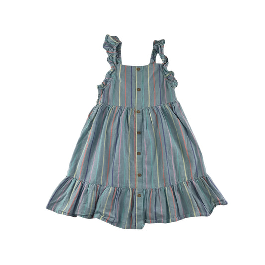 M&S dress 6-7 years light blue and multicolour stripy sleeveless cotton