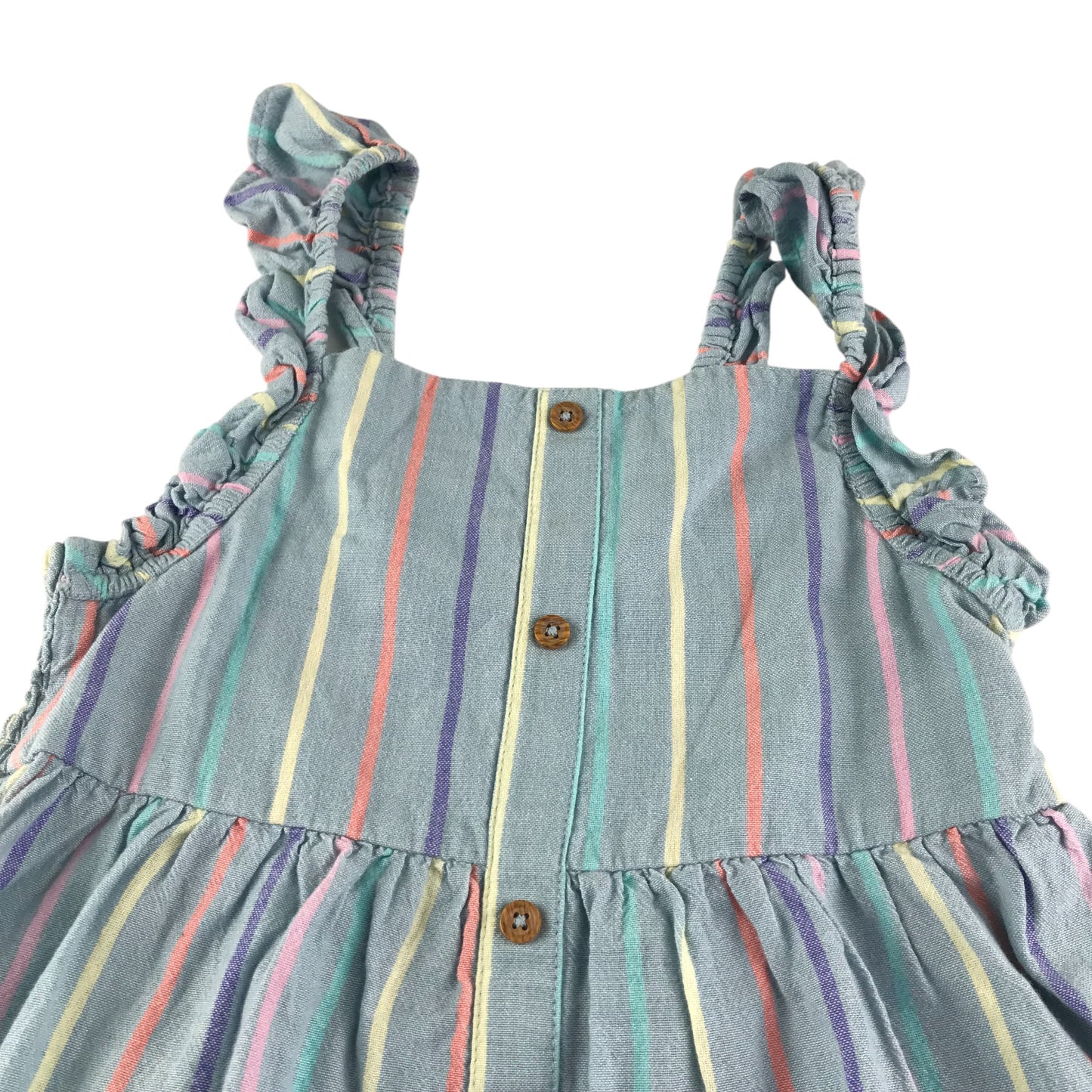 M&S dress 6-7 years light blue and multicolour stripy sleeveless cotton