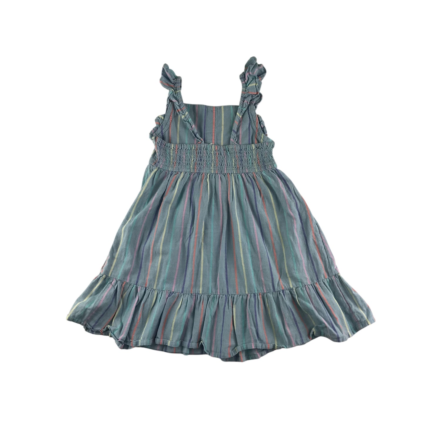 M&S dress 6-7 years light blue and multicolour stripy sleeveless cotton