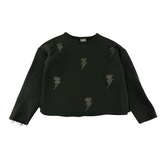 Zara sweater 9-10 years khaki green glitter lightnings