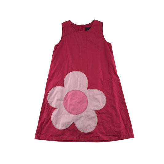 Mini Boden dress 7-8 years fuchsia pink flower A-line cotton