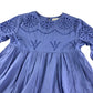 Zara dress 9-10 years blue 3/4 sleeve embroidered cotton