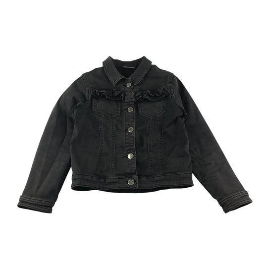 Matalan denim jacket 8-9 years charcoal grey with frilled details