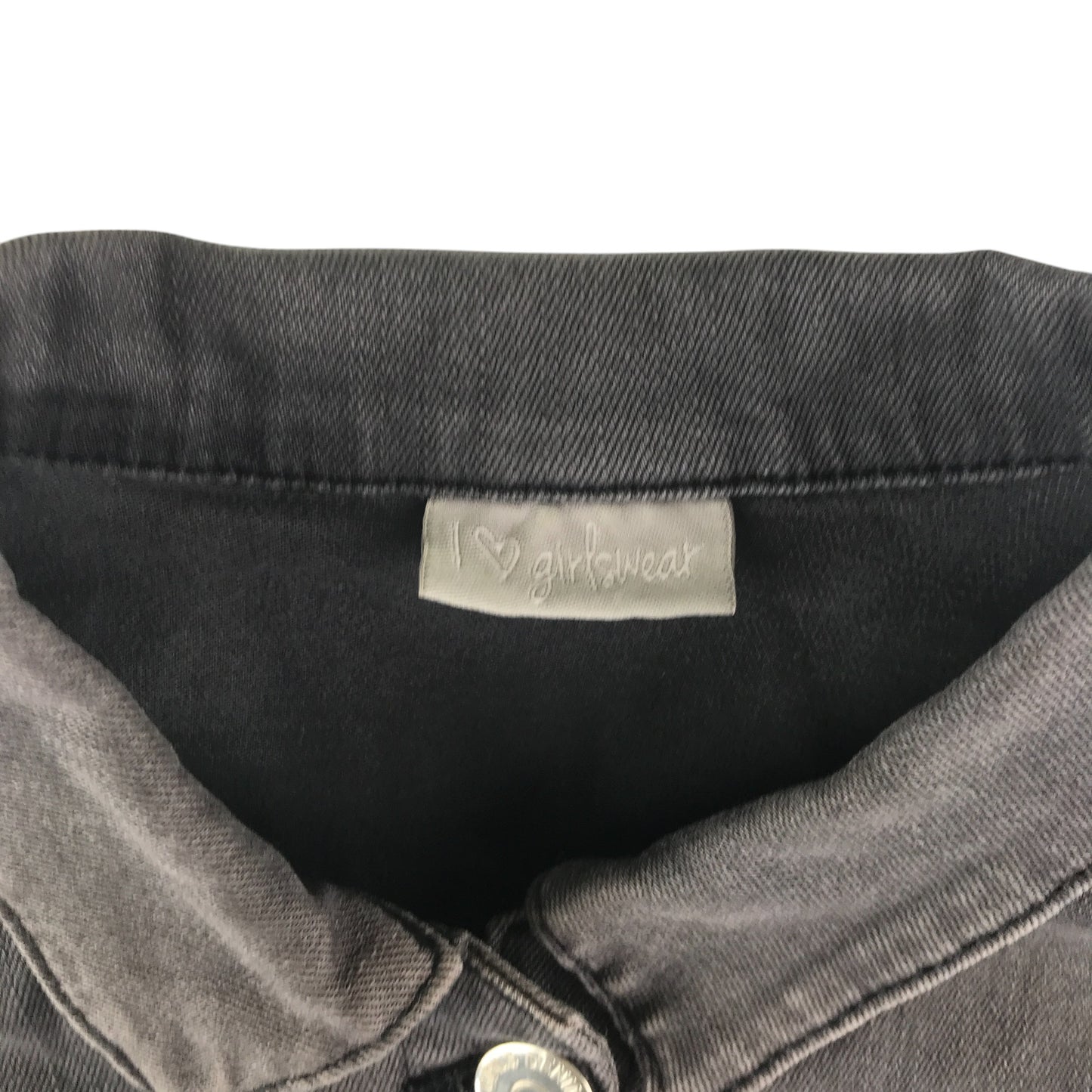 Matalan denim jacket 8-9 years charcoal grey with frilled details