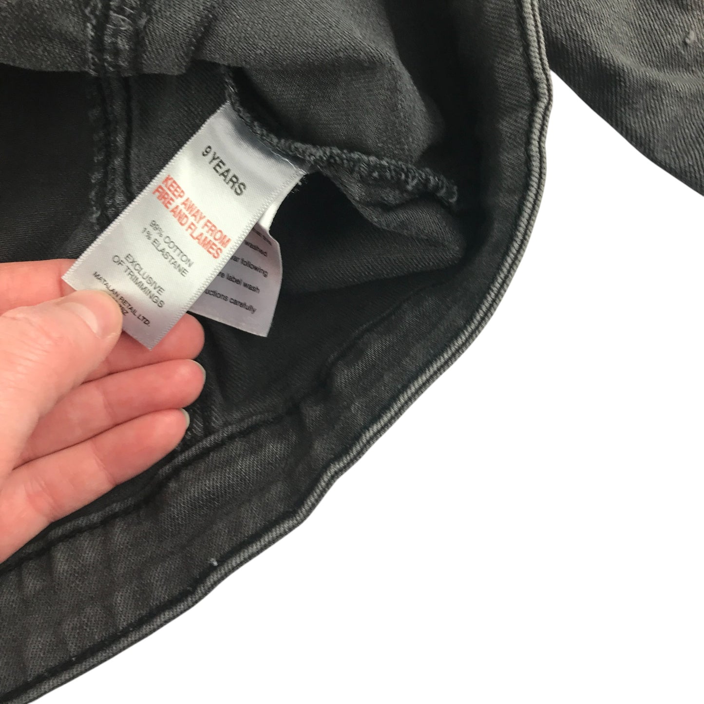 Matalan denim jacket 8-9 years charcoal grey with frilled details
