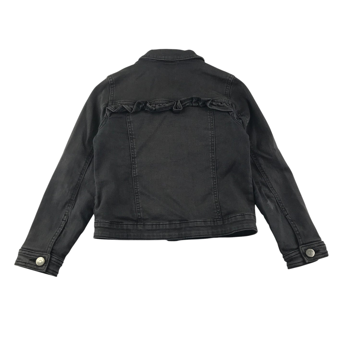 Matalan denim jacket 8-9 years charcoal grey with frilled details