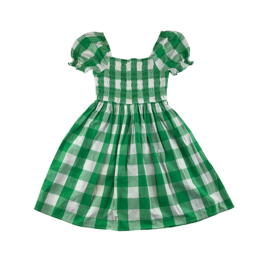 George dress 10-11 years green and white gingham pattern cotton