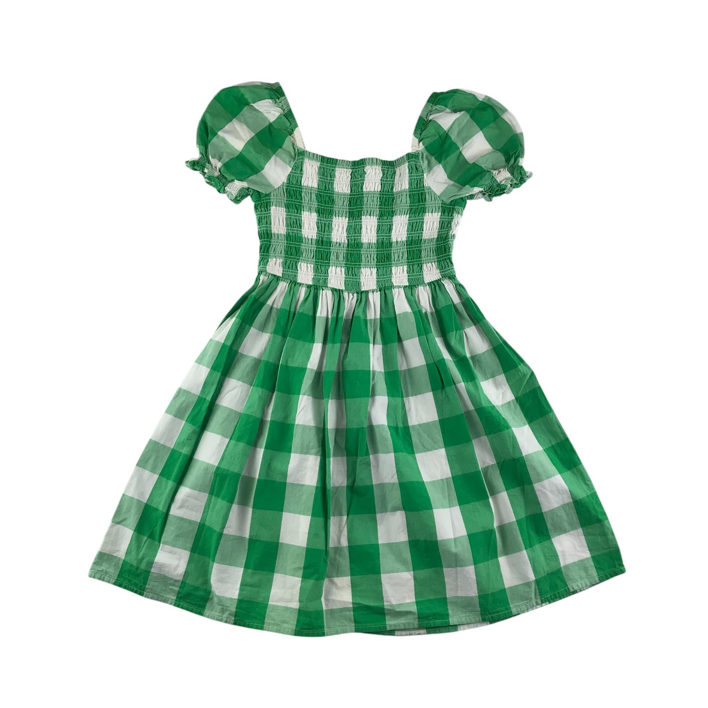 George dress 10-11 years green and white gingham pattern cotton