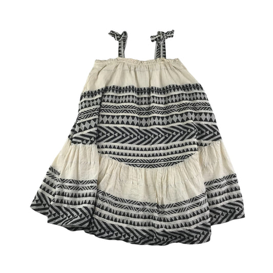 Tu dress 10-11 years cream white and black graphic pattern sleeveless