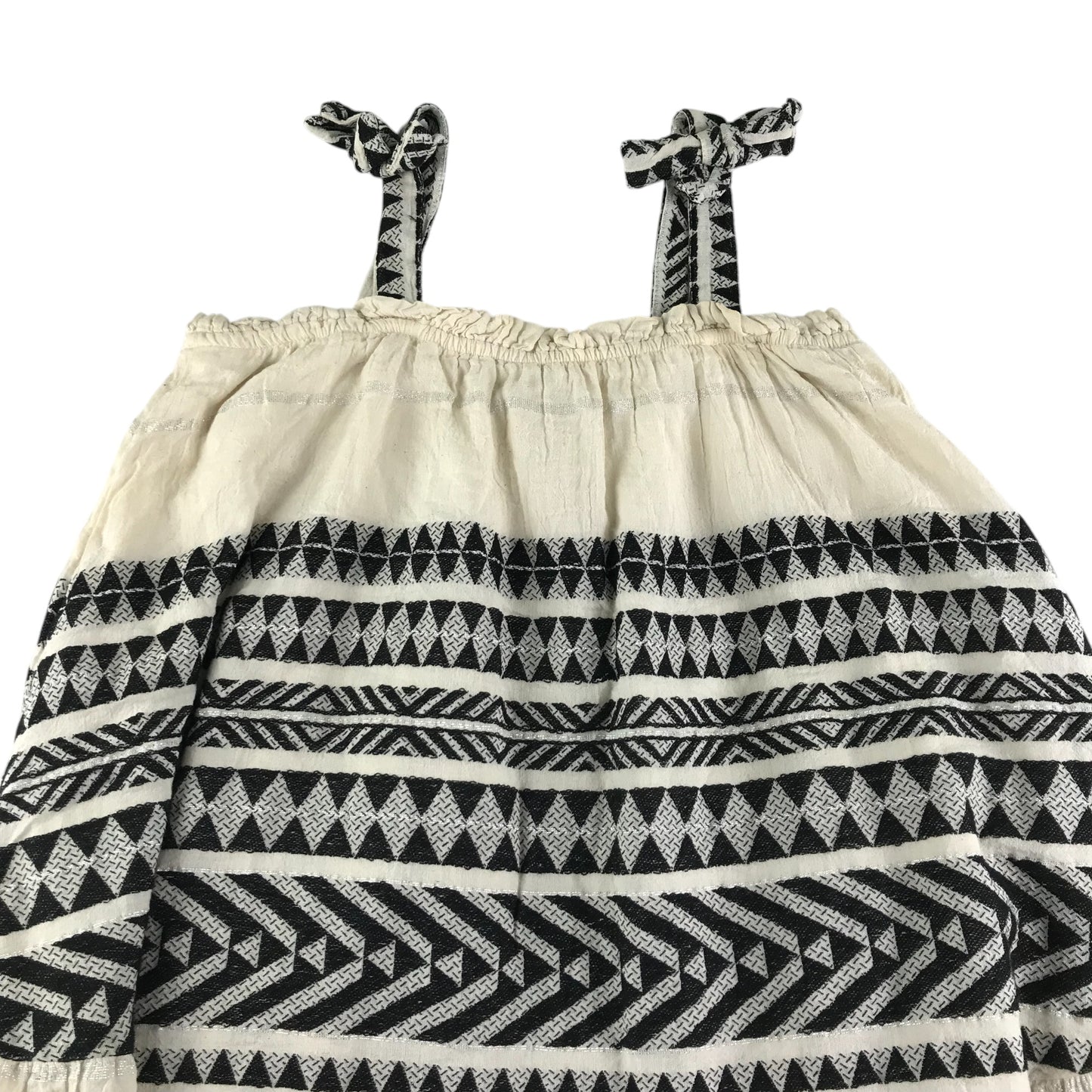 Tu dress 10-11 years cream white and black graphic pattern sleeveless