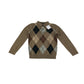 Next polo shirt 5-6 years brown argyle pattern cotton light jumper