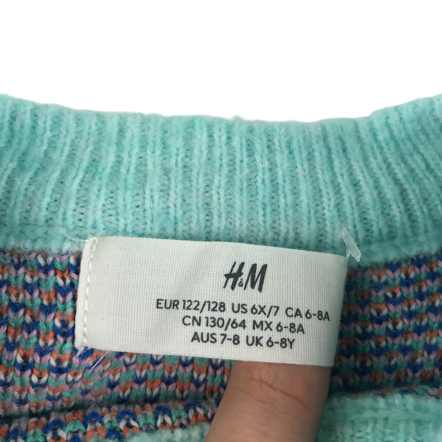 H&M jumper 7-8 years blue wavy graphic design knitwear