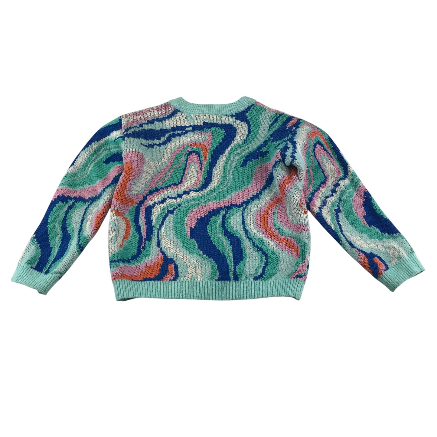 H&M jumper 7-8 years blue wavy graphic design knitwear